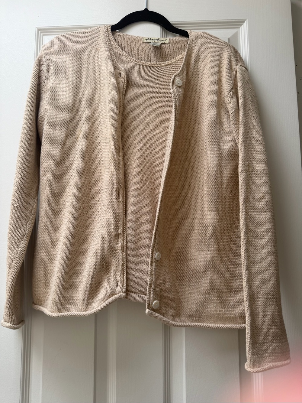 Classic Women's Cream Button-Front Sweater Set